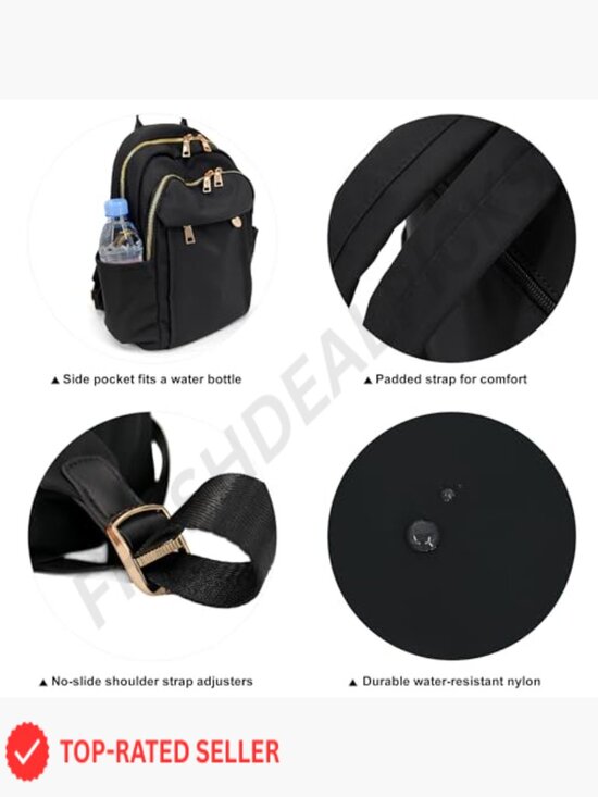 Compact Fashion Backpack Purse Gold-Tone Hardware Water-Resistant Nylon Daypack main image 5